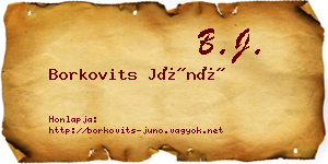 Borkovits Júnó névjegykártya
